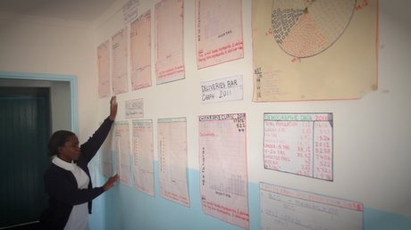 Chiparawe nurse with wall of stats - September 2012