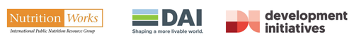 Nutrition Works, DAI and Development Initiatives logos