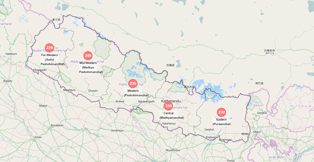 View of where projects are being implemented throughout Nepal 